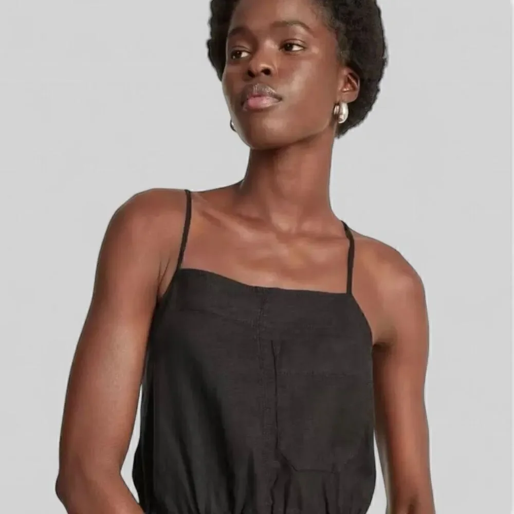 Everlane The Linen Shoestring Jumpsuit Black Size S NWT